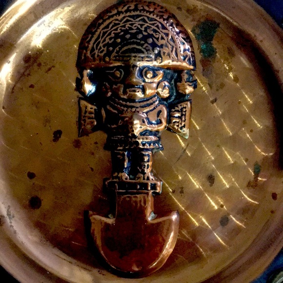 Vintage Copper/Brass  Mexico Aztec Mayan Decorative Wall Hanging Plate - Picture 3 of 7